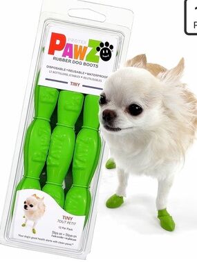 PAWZ Bright Green Tiny Rubber Dog Boots - Pack of 11
